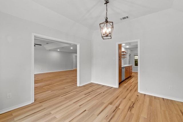 801 Lime Rock Dr, Round Rock, TX 78681 - empty room featuring a chandelier, light wood-type flooring, and recessed lighting