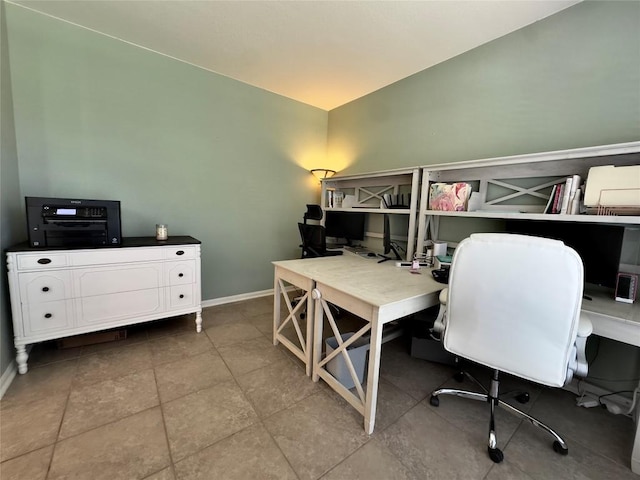 404 Autumn Trl, Georgetown, TX 78626 - home office featuring baseboards and vaulted ceiling