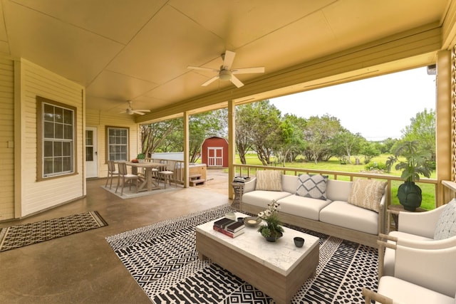 518 Clear Creek Ln, Dripping Springs, TX 78620 - view of patio / terrace featuring outdoor lounge area, ceiling fan, and outdoor dining area