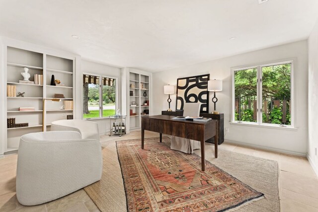 4622 Lake View Dr, Austin, TX 78731 - tiled office with healthy amount of natural light and built in shelves
