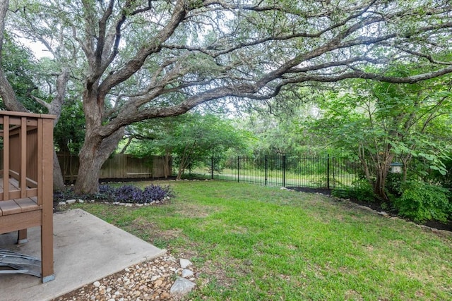 10701 Redmond Rd, Austin, TX 78739 - fenced backyard featuring a patio