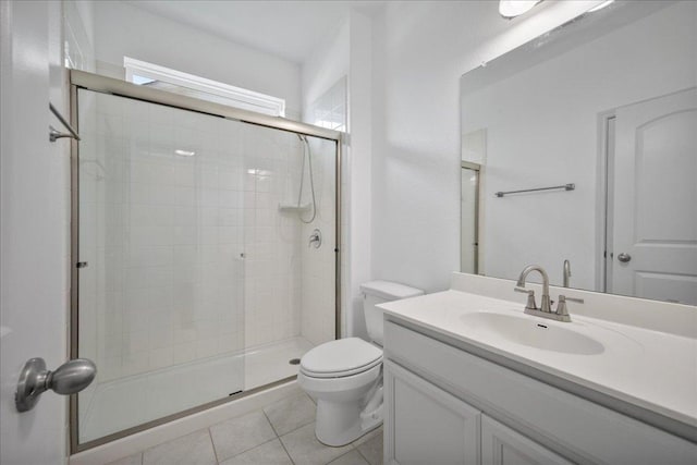 1013 S San Marcos St, Manor, TX 78653 - full bathroom with a stall shower, vanity, and tile patterned flooring