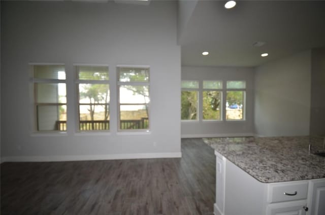 121 Bright Valley Way, Austin, TX 78737 - unfurnished living room with dark wood-style floors, baseboards, and recessed lighting