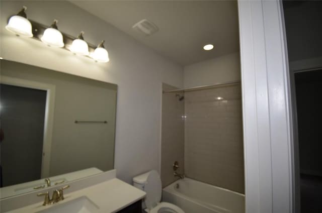 121 Bright Valley Way, Austin, TX 78737 - full bath with toilet, vanity, tub / shower combination, and recessed lighting