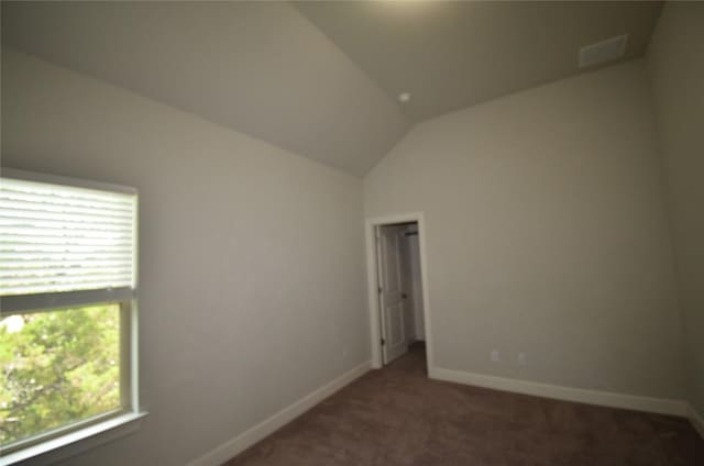 121 Bright Valley Way, Austin, TX 78737 - carpeted empty room featuring lofted ceiling and baseboards