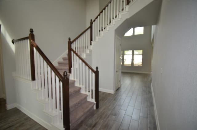 121 Bright Valley Way, Austin, TX 78737 - stairway with wood finished floors and baseboards