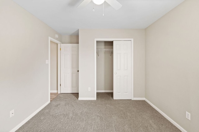 117 Kerley Dr, Hutto, TX 78634 - unfurnished bedroom featuring carpet, a closet, and a ceiling fan