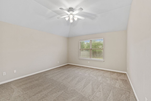 117 Kerley Dr, Hutto, TX 78634 - carpeted empty room featuring a ceiling fan, lofted ceiling, and baseboards