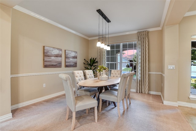 107 Apache Mountain Ln, Georgetown, TX 78633 - dining area with carpet floors, healthy amount of natural light, and ornamental molding