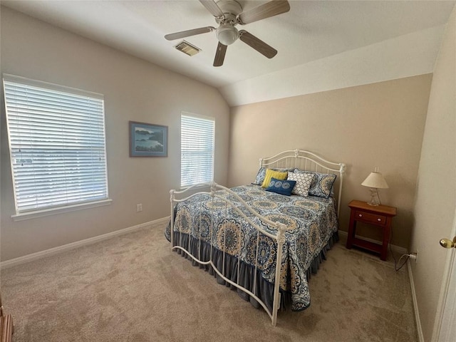 2619 Henley Dr, Round Rock, TX 78681 - carpeted bedroom with lofted ceiling, baseboards, and a ceiling fan