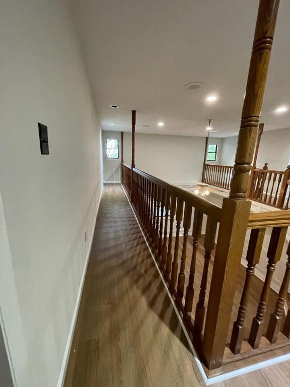 TBD County Road 246, Florence, TX 76527 - corridor with an upstairs landing, recessed lighting, and wood finished floors