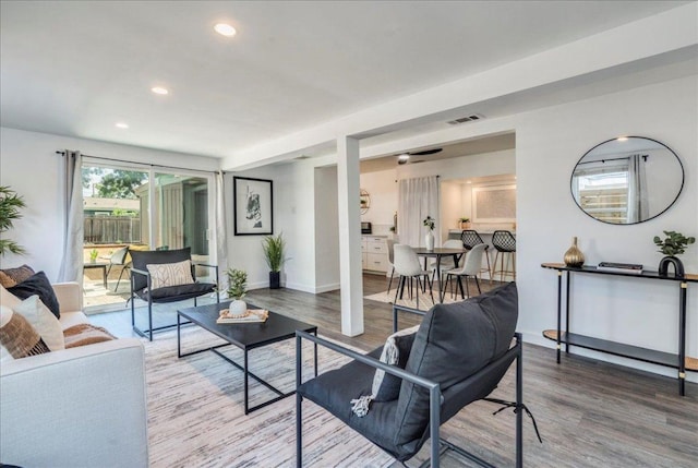 3210 Kay St, Austin, TX 78702 - living area with wood finished floors and recessed lighting