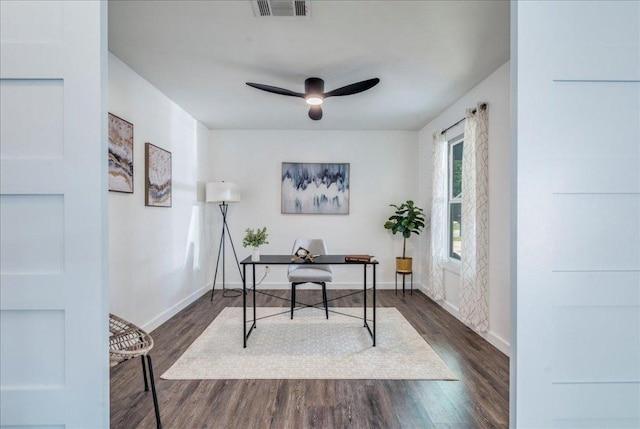 3210 Kay St, Austin, TX 78702 - office space featuring dark wood finished floors and a ceiling fan