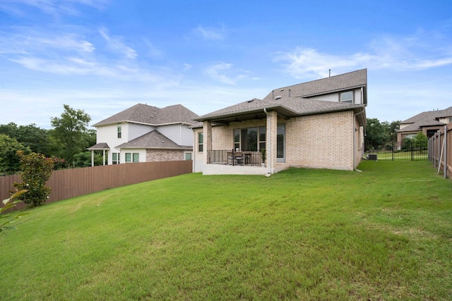 1416 Reprise Bnd, Round Rock, TX 78681 - rear view of property with brick siding, a patio, a shingled roof, and central AC