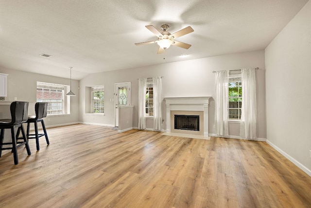 10804 N Canoa Hills Trl, Austin, TX 78717 - unfurnished living room featuring healthy amount of natural light, light wood-type flooring, baseboards, and lofted ceiling