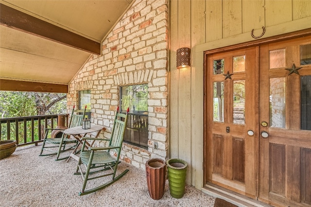 466 Spiller Ln, West Lake Hills, TX 78746 - doorway to property featuring a porch and stone siding