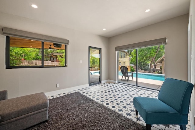 1700 S 3rd St, Austin, TX 78704 - sitting room featuring carpet flooring, recessed lighting, and baseboards