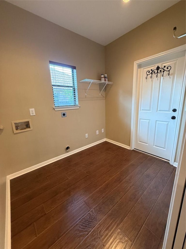 2222 Garden Gate Cir, New Braunfels, TX 78130 - laundry room featuring hookup for a washing machine, electric dryer hookup, and dark wood-type flooring