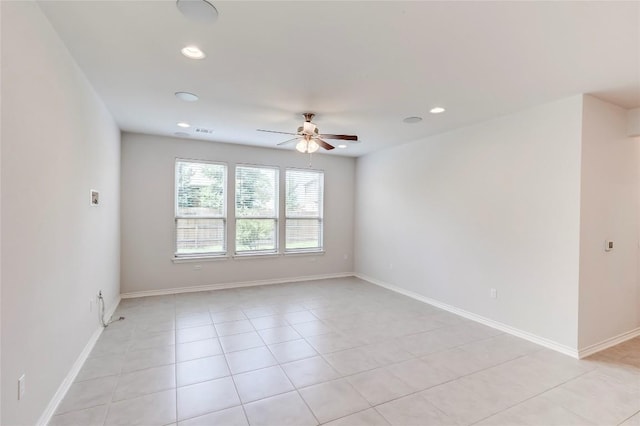 14400 Mccoy Loop, Austin, TX 78717 - unfurnished room with a ceiling fan, recessed lighting, light tile patterned floors, and baseboards