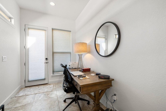 2606 Deep Cyn, Horseshoe Bay, TX 78657 - office featuring baseboards and light tile patterned floors