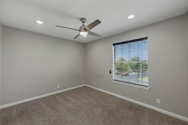 339 Precipice Way, Georgetown, TX 78626 - unfurnished room featuring a ceiling fan, carpet, baseboards, and recessed lighting