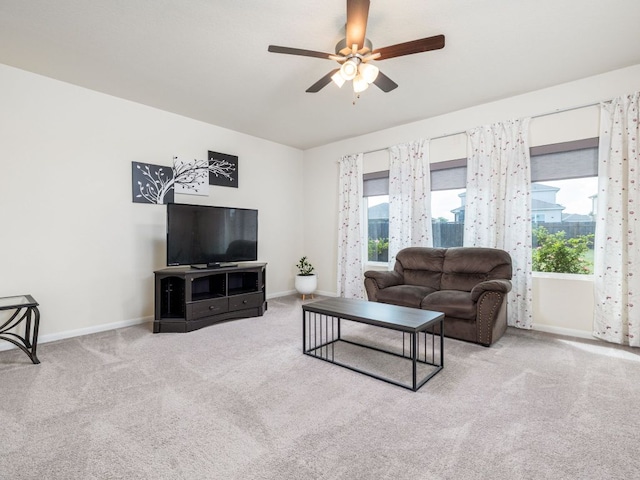 1213 Whipple Tree Trl, Georgetown, TX 78626 - carpeted living room with a ceiling fan and baseboards