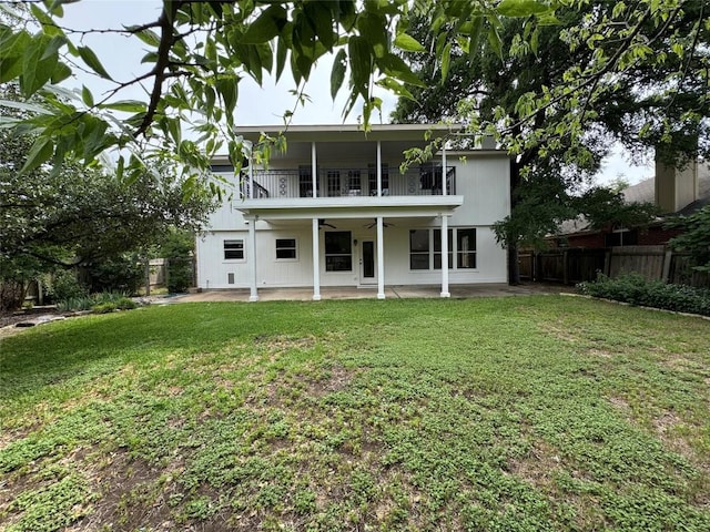 2606 Melba Pass, Cedar Park, TX 78613 - rear view of house with a ceiling fan, a balcony, and a patio area