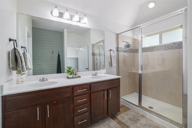 309 Callahan Ln, Leander, TX 78641 - full bath with double vanity and a shower stall