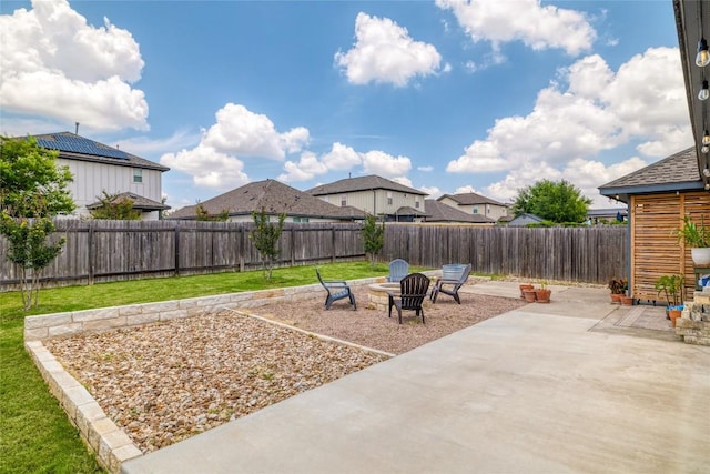 309 Callahan Ln, Leander, TX 78641 - view of patio / terrace featuring an outdoor fire pit and a residential view