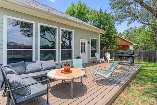 120 Spring Ct, Georgetown, TX 78633 - deck featuring outdoor lounge area and a grill