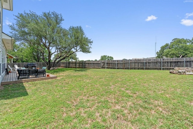 120 Spring Ct, Georgetown, TX 78633 - view of yard with a wooden deck and an outdoor living space