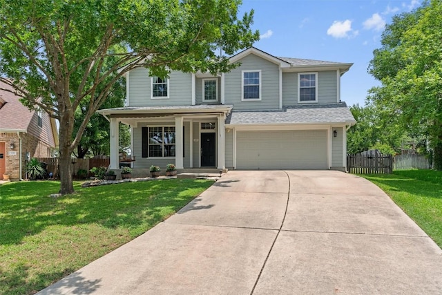 120 Spring Ct, Georgetown, TX 78633 - traditional home with a garage, a porch, concrete driveway, and roof with shingles