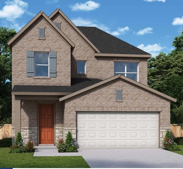 1408 S Brook Dr, Leander, TX 78641 - view of front of home with concrete driveway, brick siding, and roof with shingles