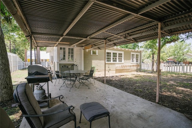 793 N Houston Ave, New Braunfels, TX 78130 - fenced backyard featuring a patio, outdoor dining area, and a grill