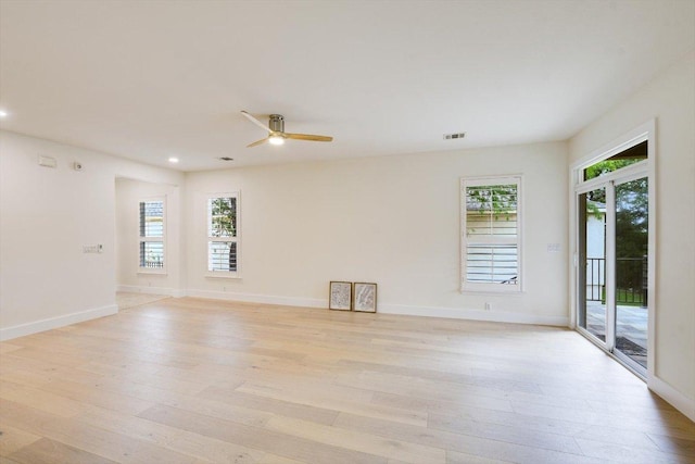 515 Mill Pond Path, Georgetown, TX 78633 - spare room with light wood-style floors, plenty of natural light, ceiling fan, recessed lighting, and baseboards