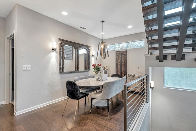 1142 Lost Creek Blvd Unit 12, Austin, TX 78746 - dining space with baseboards, healthy amount of natural light, wood finished floors, recessed lighting, and a textured wall