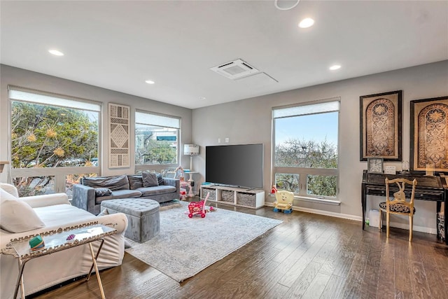 1142 Lost Creek Blvd Unit 12, Austin, TX 78746 - living area with dark wood-style floors, recessed lighting, and baseboards