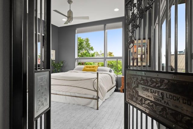 1003 E 8th St, Austin, TX 78702 - bedroom with recessed lighting, ceiling fan, and carpet floors