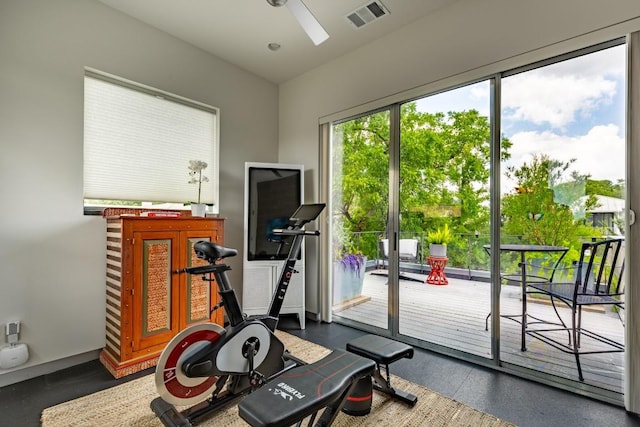 1003 E 8th St, Austin, TX 78702 - exercise area with a ceiling fan