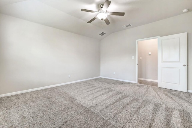 2824 Smokehouse Trl, Round Rock, TX 78665 - unfurnished room with ceiling fan, carpet flooring, vaulted ceiling, and a smoke detector