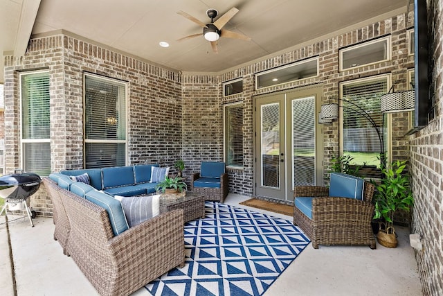 20012 Moorlynch Ave, Pflugerville, TX 78660 - view of patio / terrace with outdoor lounge area and a ceiling fan