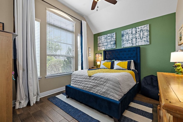 20012 Moorlynch Ave, Pflugerville, TX 78660 - bedroom featuring lofted ceiling and ceiling fan
