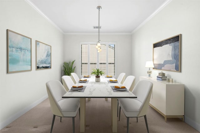 115 Caddo Lake Trl, Georgetown, TX 78633 - dining area featuring light carpet, crown molding, and baseboards