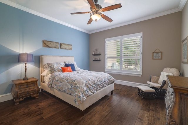 700 Zen Gardens Ter, Austin, TX 78732 - bedroom with wood finished floors, ornamental molding, and a ceiling fan