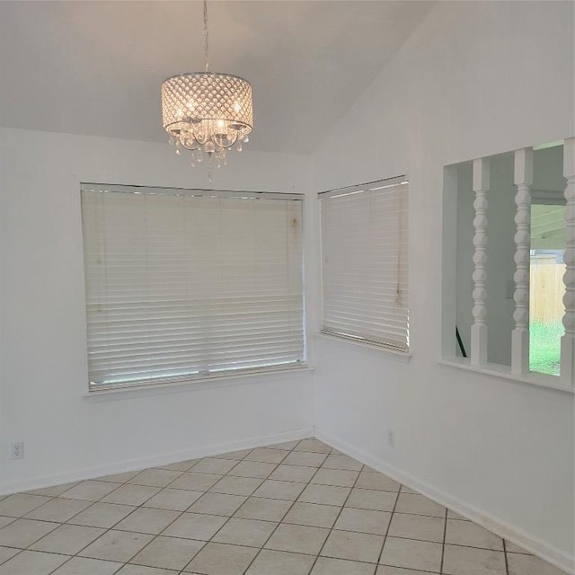 405 S Blue Ridge Parkway, Cedar Park, TX 78613 - unfurnished dining area featuring a chandelier, lofted ceiling, and baseboards