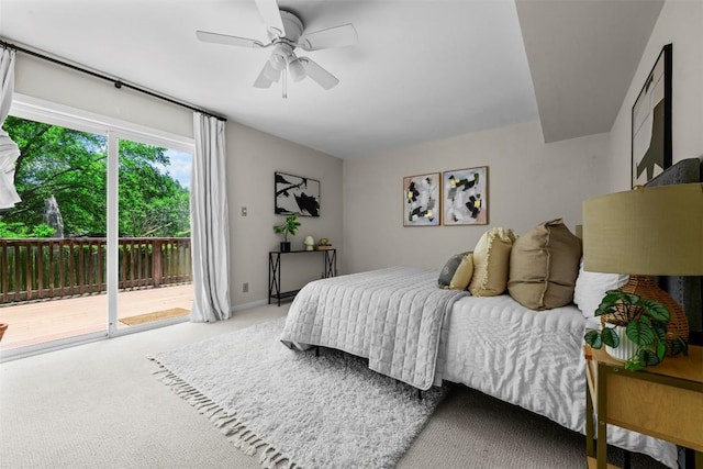 2814 Windsor Rd, Austin, TX 78703 - carpeted bedroom with access to outside, a ceiling fan, and baseboards