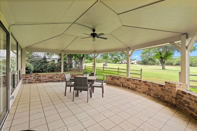 618 Hi Stirrup, Horseshoe Bay, TX 78657 - view of patio / terrace with ceiling fan and outdoor dining space