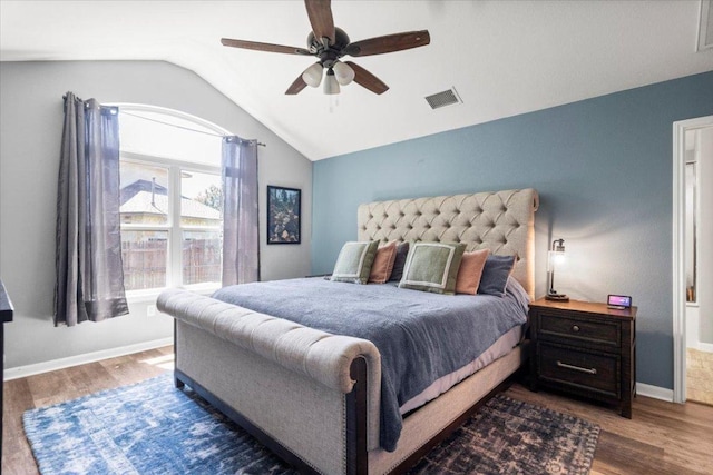2313 Jake Pickle Pass, Leander, TX 78641 - bedroom featuring lofted ceiling, wood finished floors, and ceiling fan