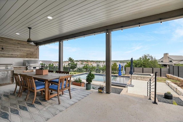 416 Kayak Way Unit 1, Austin, TX 78738 - view of patio / terrace with outdoor dining area and a pool with connected hot tub