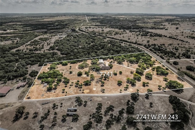 7741 W Fm 243, Bertram, TX 78605 - aerial view of sparsely populated area with property boundaries highlighted